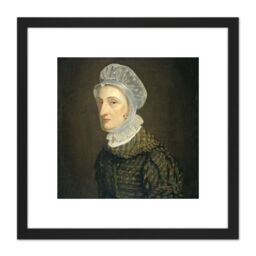 Artery8 Simon Portrait Maria Mann 8X8 Inch Square Wooden Framed Wall Art Print Picture with Mount in Black - thumbnail 1
