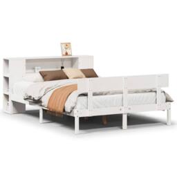 Berkfield Home Decorative Bookcase Bed without Mattress White 140x200 cm Solid W - thumbnail 3