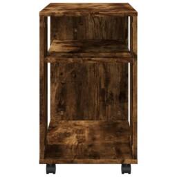 Berkfield Home Side Table with Wheels Smoked Oak 70x35x60 cm Engineered Wood in Brown - Size: 70 x 35 x 60 cm - thumbnail 6