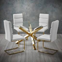 Lemon Pavilion Furniture Capri Dining Table with Glass Top & Gold Legs - L120 x W120 x H75.8 cm in Clear - Size: 1 Pack - thumbnail 3