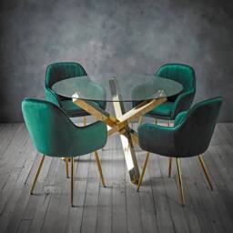Lemon Pavilion Furniture Capri Dining Table with Glass Top & Gold Legs - L120 x W120 x H75.8 cm in Clear - Size: 1 Pack - thumbnail 4