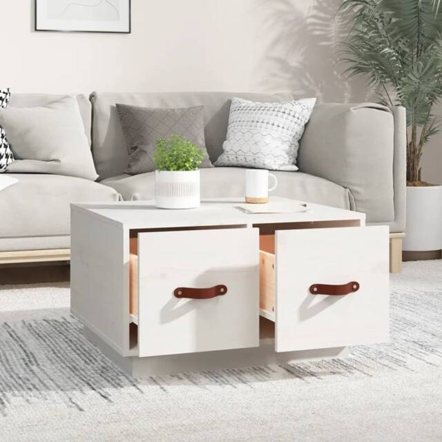 Berkfield Home Beautiful Coffee Table White 60x53x35 cm Solid Wood Pine - Size: 60 x 53 x 35 cm - image 1