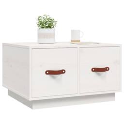 Berkfield Home Beautiful Coffee Table White 60x53x35 cm Solid Wood Pine - Size: 60 x 53 x 35 cm - thumbnail 4