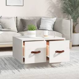 Berkfield Home Beautiful Coffee Table White 60x53x35 cm Solid Wood Pine - Size: 60 x 53 x 35 cm