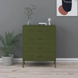 Berkfield Home Durable Chest of Drawers Olive Green 80x35x101.5 cm Steel - thumbnail 2