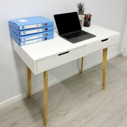 Gr8 Home Wooden Computer Desk Dressing Table With Drawers in White - thumbnail 2