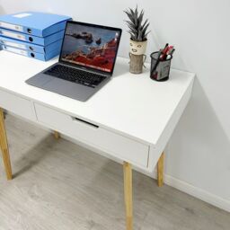 Gr8 Home Wooden Computer Desk Dressing Table With Drawers in White - thumbnail 5