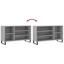 Berkfield Home Shoe Cabinet Grey Sonoma 102x36x60 cm Engineered Wood - Size: 102 x 36 x 60 cm - thumbnail 7