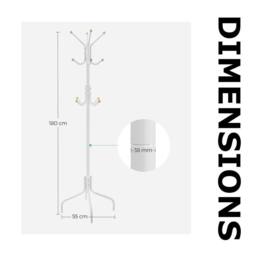 Pirlo Plush Metal Hallway Coat Rack Stand With 12 Hooks White - thumbnail 7
