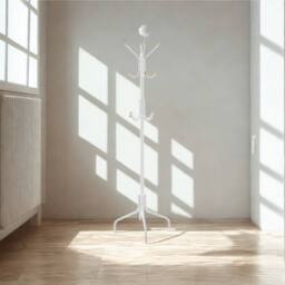 Pirlo Plush Metal Hallway Coat Rack Stand With 12 Hooks White