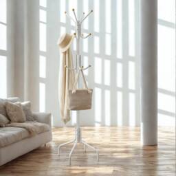 Pirlo Plush Metal Hallway Coat Rack Stand With 12 Hooks White - thumbnail 5