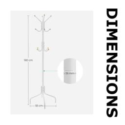 Pirlo Plush Metal Hallway Coat Rack Stand With 12 Hooks White - thumbnail 8