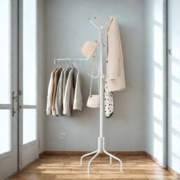 Pirlo Plush Metal Hallway Coat Rack Stand With 12 Hooks White - thumbnail 4