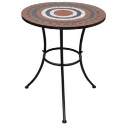 Berkfield Home Bistro Table Terracotta & White 60 cm Mosaic - thumbnail 2