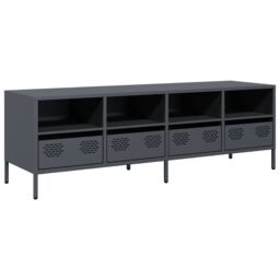 Berkfield Home TV Cabinet Anthracite 135x39x43.5 cm Cold-rolled Steel in Black - thumbnail 2