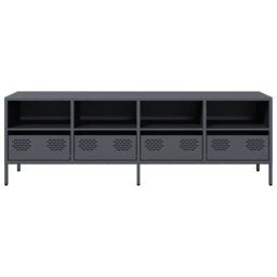 Berkfield Home TV Cabinet Anthracite 135x39x43.5 cm Cold-rolled Steel in Black - thumbnail 4