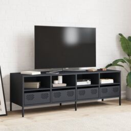 Berkfield Home TV Cabinet Anthracite 135x39x43.5 cm Cold-rolled Steel in Black - thumbnail 3