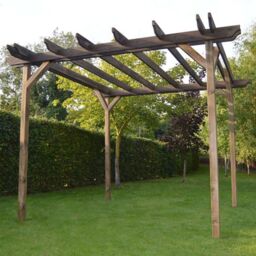 Rutland County Garden Furniture Ltd Double Garden Pergola - Wood - L240 x W480 x H270 cm - Light Green in Brown - thumbnail 2