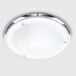 ValueLights Opal Glass IP44 Rated Bathroom Flush Ceiling Light with Warm LED Bulb in Silver - thumbnail 3