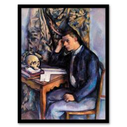 Artery8 Paul Cezanne Framed Wall Art Young Man & Skull Portrait Painting - Size: A4 - thumbnail 1