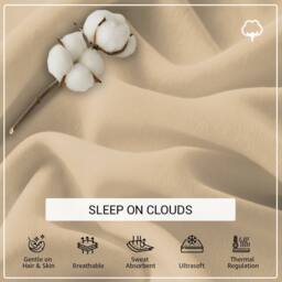 Pamposh 35cm Extra Deep Cotton Sateen Fitted Sheet - Soft & Smooth in Beige - Size: Single Fitted - thumbnail 3