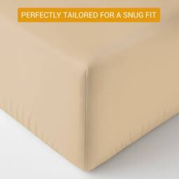 Pamposh 35cm Extra Deep Cotton Sateen Fitted Sheet - Soft & Smooth in Beige - Size: Single Fitted - thumbnail 7