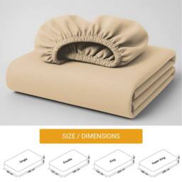 Pamposh 35cm Extra Deep Cotton Sateen Fitted Sheet - Soft & Smooth in Beige - Size: Single Fitted - thumbnail 8