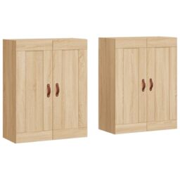 Berkfield Home Wall Mounted Cabinets 2 pcs Sonoma Oak Engineered Wood in Brown - thumbnail 2