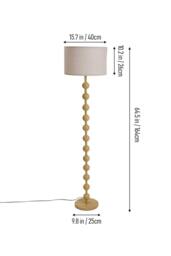 Living and Home Solid Wood Floor Lamp with Fabric Shade in Natural - thumbnail 3
