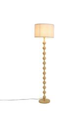 Living and Home Solid Wood Floor Lamp with Fabric Shade in Natural - thumbnail 2