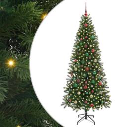Berkfield Home Artificial Christmas Tree with 300 LEDs Green 180 cm PE & PVC - thumbnail 1