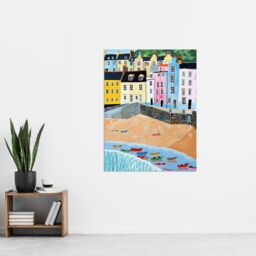 "Artery8 Tenby Beach Harbour Colourful Coastal Townscape Wall Art Print - Size: W18"" x H24""" - thumbnail 4