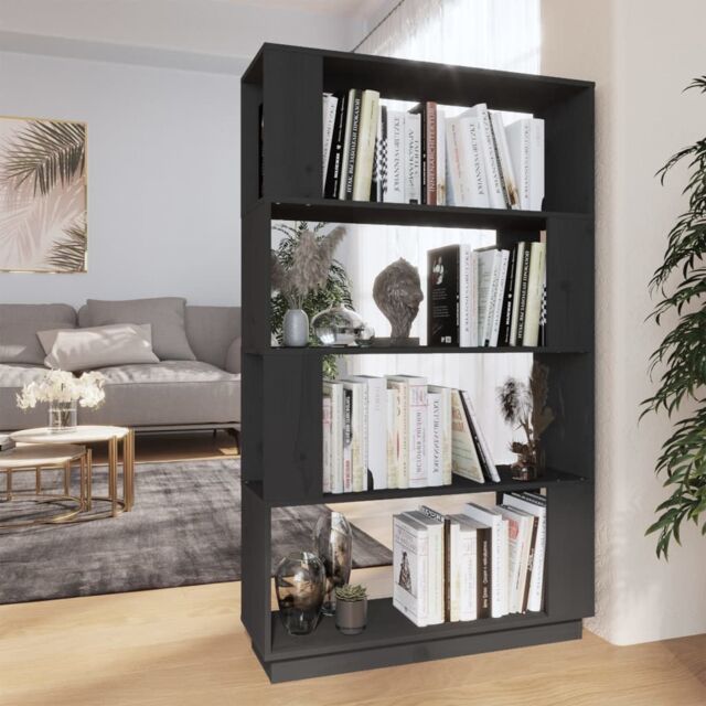 Berkfield Home Book Cabinet/Room Divider Grey 80x25x132 cm Solid Wood Pine - Size: 80 x 25 x 132 cm - image 1