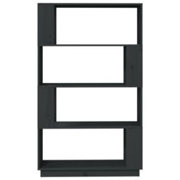 Berkfield Home Book Cabinet/Room Divider Grey 80x25x132 cm Solid Wood Pine - Size: 80 x 25 x 132 cm - thumbnail 5