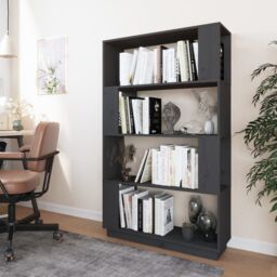 Berkfield Home Book Cabinet/Room Divider Grey 80x25x132 cm Solid Wood Pine - Size: 80 x 25 x 132 cm - thumbnail 3
