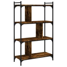 Berkfield Home Bookcase 4-Tier Smoked Oak 76x32x123 cm Engineered Wood in Brown - Size: 76 x 32 x 123 cm - thumbnail 2