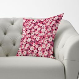 Warren Reed - Designer Small Cute White Flower Pattern Cushions in Pink - Size: 45 cm x 45 cm - thumbnail 2