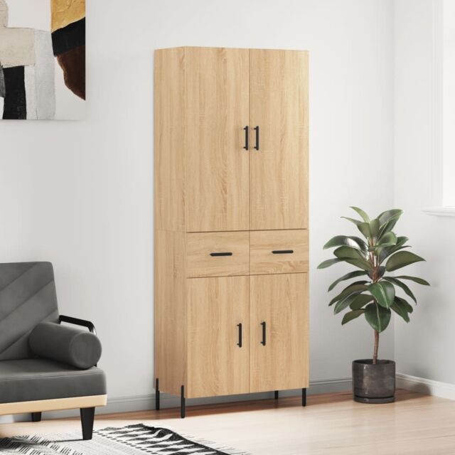 Berkfield Home Highboard Sonoma Oak 69.5x34x180 cm Engineered Wood in Brown - image 1
