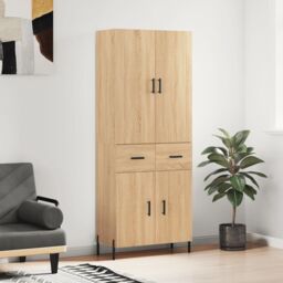 Berkfield Home Highboard Sonoma Oak 69.5x34x180 cm Engineered Wood in Brown - thumbnail 1
