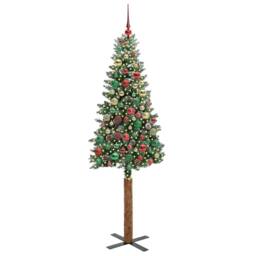 Berkfield Home Slim Christmas Tree with 300 LEDs Green & White 210 cm - thumbnail 3