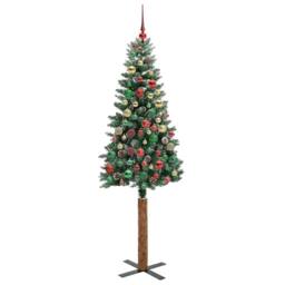 Berkfield Home Slim Christmas Tree with 300 LEDs Green & White 210 cm - thumbnail 6