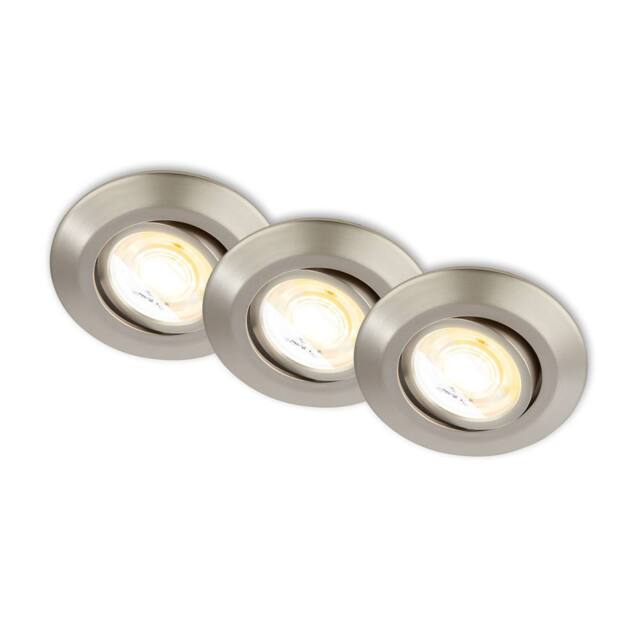 BRILONER 3x LED Recessed Lights Downlights 4.9W Dimmable CCT in Metallic Silver - image 1