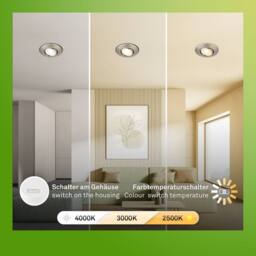 BRILONER 3x LED Recessed Lights Downlights 4.9W Dimmable CCT in Metallic Silver - thumbnail 4