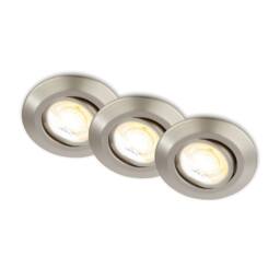 BRILONER 3x LED Recessed Lights Downlights 4.9W Dimmable CCT in Metallic Silver - thumbnail 1