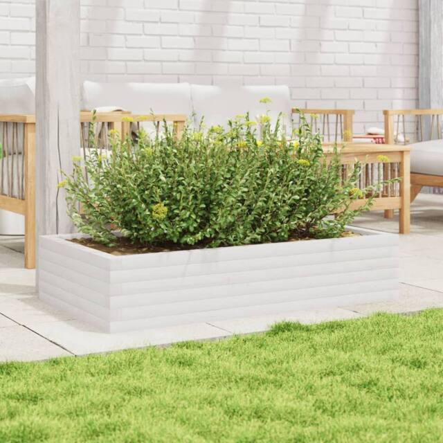 Berkfield Home Decorative Garden Planter White 110x60x23 cm Solid Wood Pine - Size: 110 x 60 x 23 cm - image 1