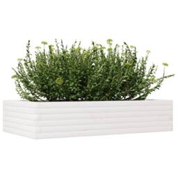 Berkfield Home Decorative Garden Planter White 110x60x23 cm Solid Wood Pine - Size: 110 x 60 x 23 cm - thumbnail 4