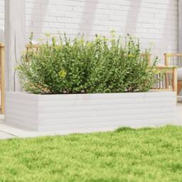 Berkfield Home Decorative Garden Planter White 110x60x23 cm Solid Wood Pine - Size: 110 x 60 x 23 cm - thumbnail 2
