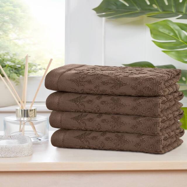 Rapport Home Versailles Jacquard Cotton Face, Hand, Bath Towels & Sheet Set in Brown - image 1