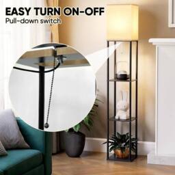 EONLION Modern Wooden Floor Lamp 3 Tier Storage in Black - thumbnail 5