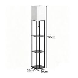 EONLION Modern Wooden Floor Lamp 3 Tier Storage in Black - thumbnail 2